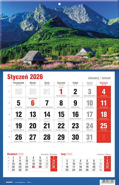 Kalendarz 2026 Avanti Jednodzielny KTJ Góry Domki