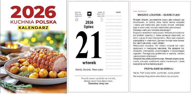 Kalendarz 2026 O-press Zdzierak A6 Kuchnia PolskaB