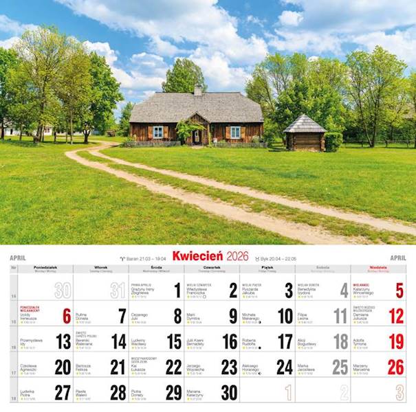 Kalendarz 2026 Avanti Ścienny 32x32 Polskie Drogi