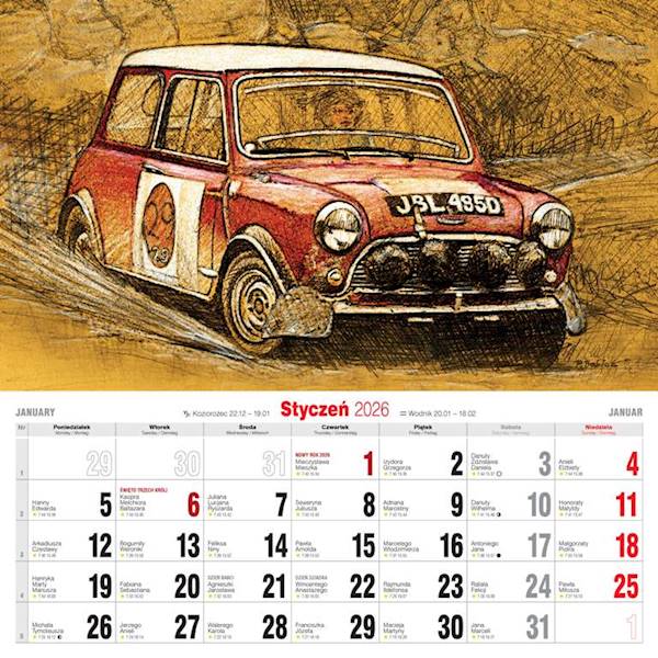 Kalendarz 2026 Avanti Ścienny 32x32 Motoryzacja PR