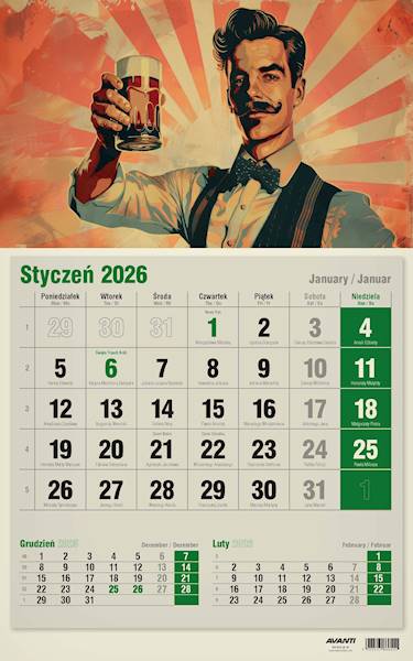 Kalendarz 2026 Avanti Jednodzielny ECO Men