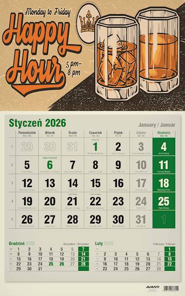 Kalendarz 2026 Avanti Jednodzielny ECO Kufle