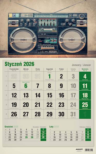 Kalendarz 2026 Avanti Jednodzielny ECO Audio