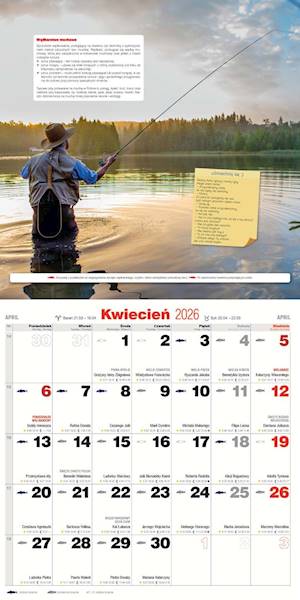 Kalendarz 2026 Avanti 30x30 Wędkarski