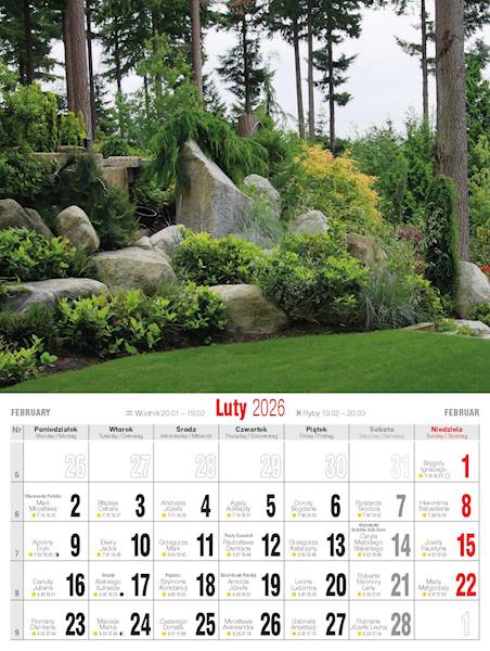 Kalendarz 2026 Avanti 30,5x23cm Ogrody