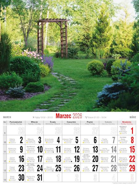 Kalendarz 2026 Avanti 30,5x23cm Ogrody