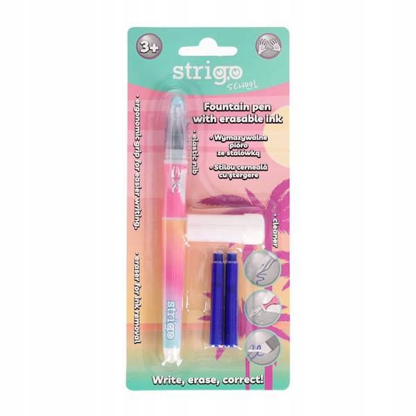 Pióro wymazywalne ze stalówką STRIGO różowe