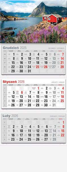 Kalendarz 2026 Avanti Trójdzielny LUX Wybrzeże Dom