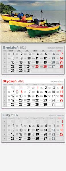 Kalendarz 2026 Avanti Trójdzielny LUX Morze Łódki