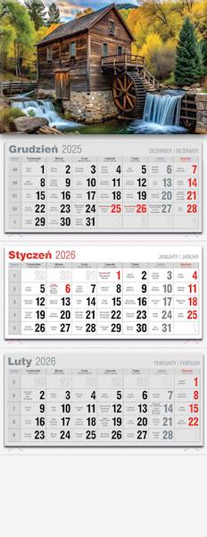 Kalendarz 2026 Avanti Trójdzielny LUX Młyn wodny
