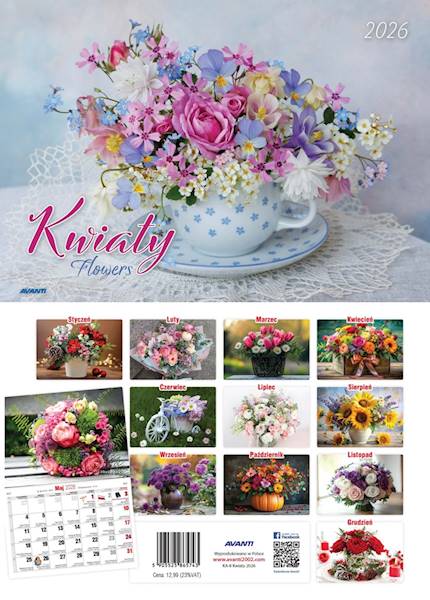 Kalendarz 2026 Avanti Ścienny Albumowy Kwiaty