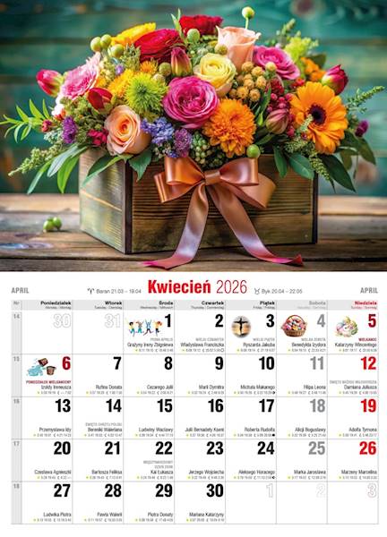 Kalendarz 2026 Avanti Ścienny Albumowy Kwiaty