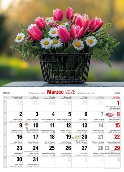 Kalendarz 2026 Avanti Ścienny Albumowy Kwiaty