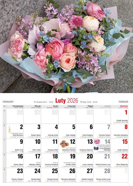 Kalendarz 2026 Avanti Ścienny Albumowy Kwiaty