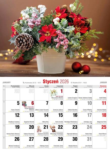 Kalendarz 2026 Avanti Ścienny Albumowy Kwiaty