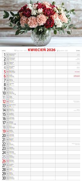 Kalendarz 2026 Avanti Terminarz KPD 49x22 Kwiaty