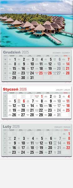 Kalendarz 2026 Avanti Trójdzielny LUX Morze Domki