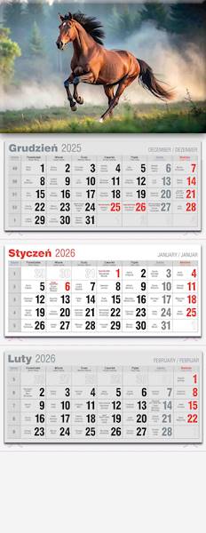 Kalendarz 2026 Avanti Trójdzielny LUX Koń