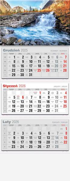 Kalendarz 2026 Avanti Trójdzielny LUX Kaskady