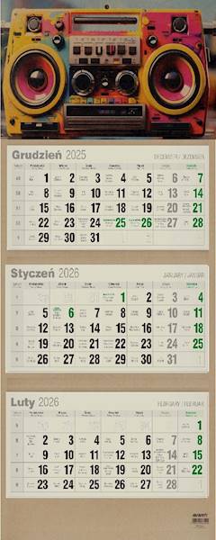 Kalendarz 2026 Avanti Ścienny Trójdzielny. Audio