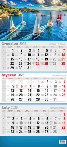 Kalendarz 2026 Avanti Ścienny Trójdzielny 3D Żagló