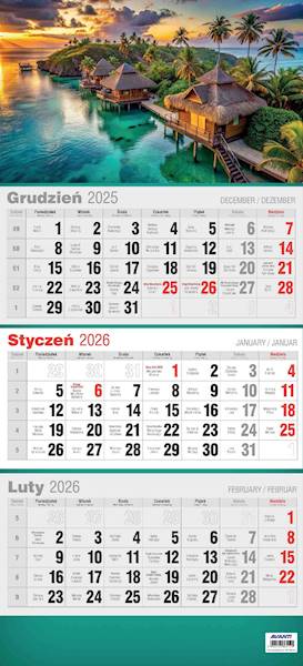 Kalendarz 2026 Avanti Ścienny Trójdzielny 3D Morze