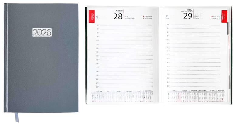 Kalendarz 2026 Avanti A5 Dzienny Ekonom Szary