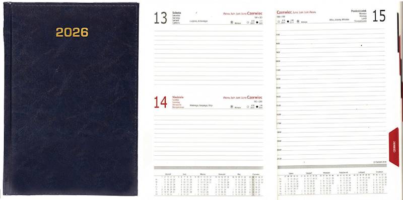 Kalendarz 2026 PK Książkowy B6 Bladek Granatowy