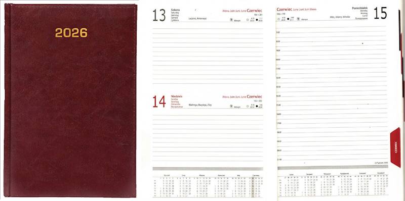 Kalendarz 2026 PK Książkowy B6 Bladek Bordo