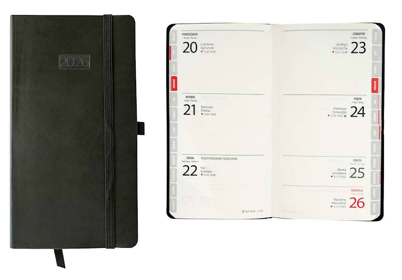 Kalendarz 2026 Avanti DL kieszonkowy Flex Czarny