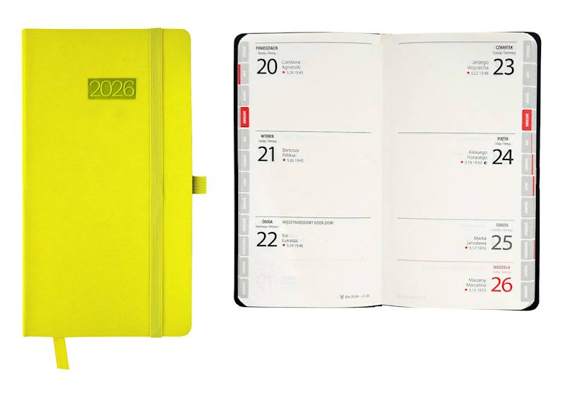 Kalendarz 2026 Avanti DL kieszonkowy Flex Seledyno