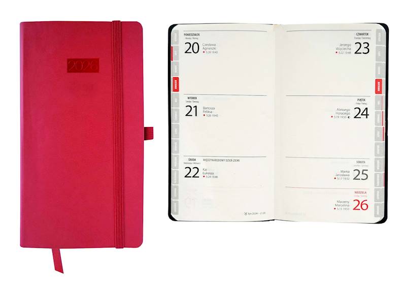 Kalendarz 2026 Avanti DL kieszonkowy Flex Czerwony