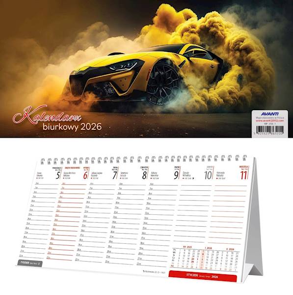 Kalendarz 2026 Avanti Biurkowy poprzeczny Samochód