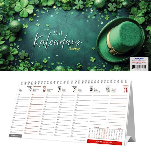 Kalendarz 2026 Avanti Biurkowy poprzeczny Koniczyn