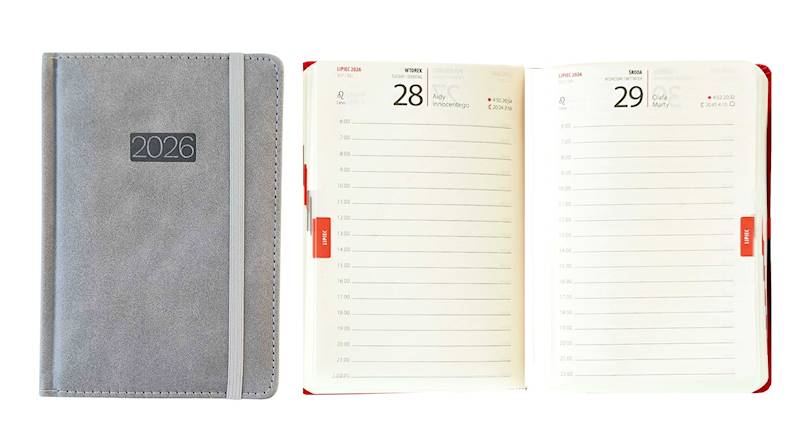 Kalendarz 2026 Avanti B6 Dzienny Lux Szary