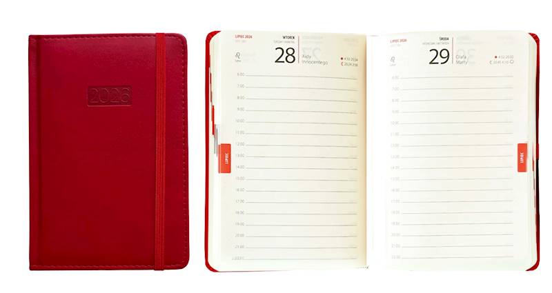 Kalendarz 2026 Avanti B6 Dzienny Lux Czerwony