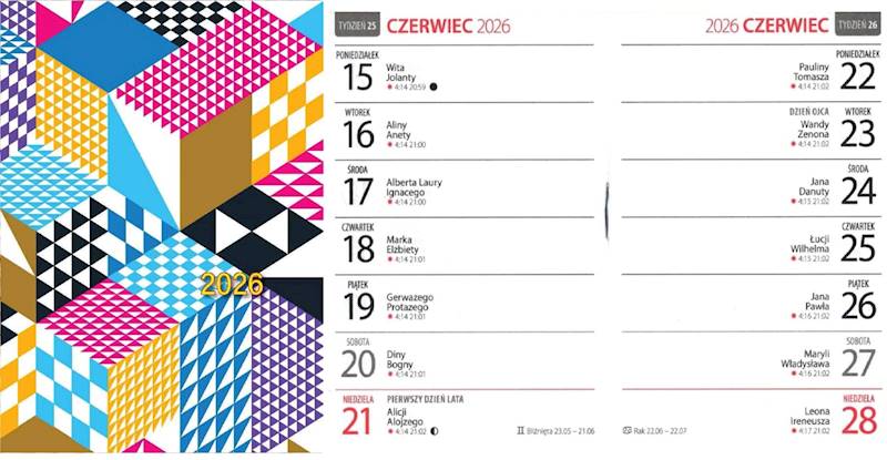 Kalendarz 2026 Avanti A7 Kieszonkowy KK Trójkąty