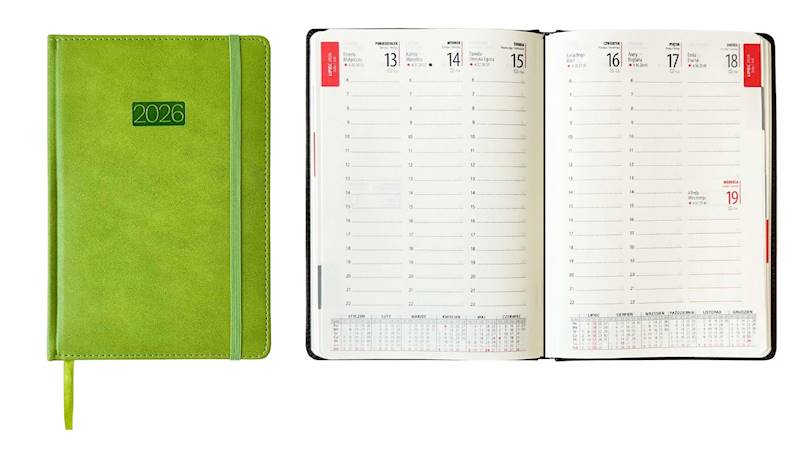 Kalendarz 2026 Avanti A5 Tygod LUX z gumką Zielony