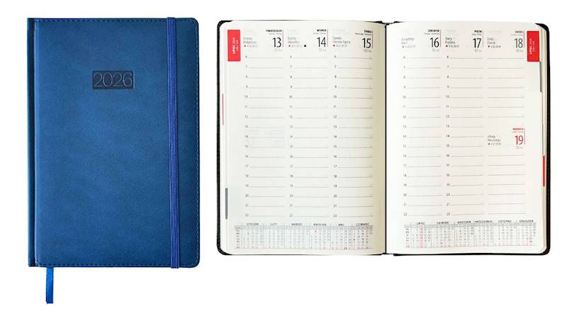 Kalendarz 2026 Avanti A5 Tygod LUX z gumką Granato