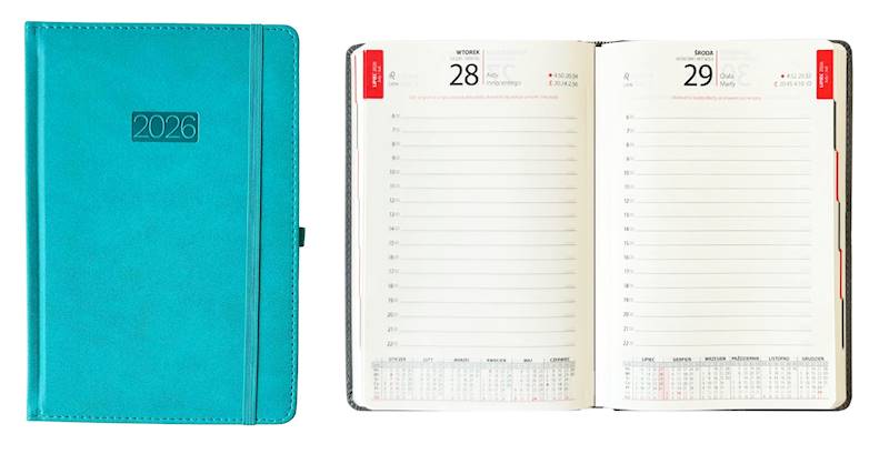 Kalendarz 2026 Avanti A5 Dzienny LUX z gumką Niebi