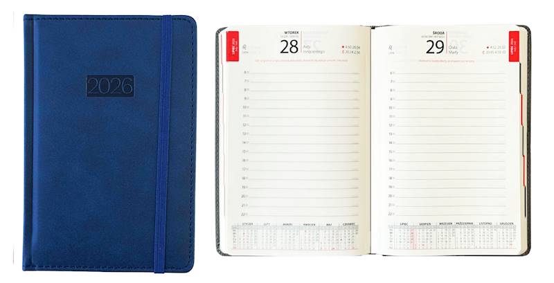 Kalendarz 2026 Avanti A5 Dzienny LUX z gumką Grana