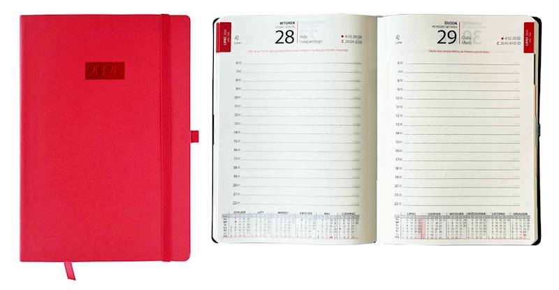 Kalendarz 2026 Avanti A5 Dzienny Flex Czerwony