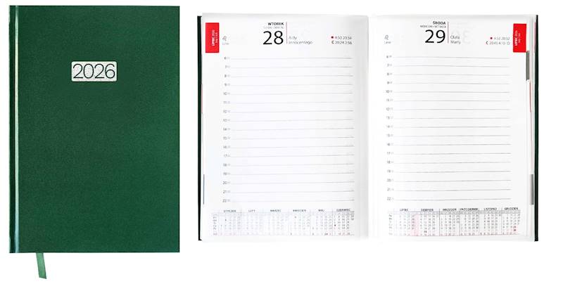Kalendarz 2026 Avanti A5 Dzienny Ekonom Zielony