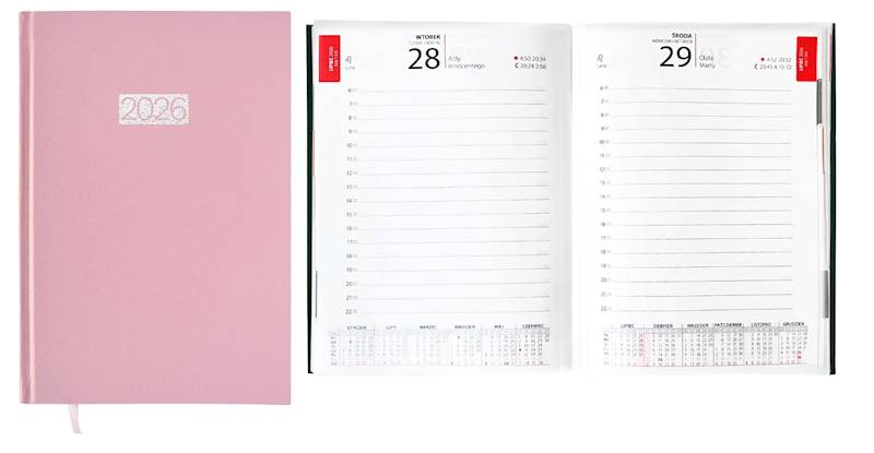 Kalendarz 2026 Avanti A5 Dzienny Ekonom Różowy jas