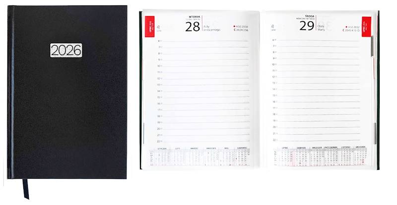 Kalendarz 2026 Avanti A5 Dzienny Ekonom Czarny