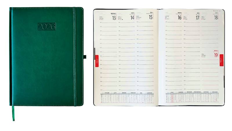 Kalendarz 2026 Avanti A4 Tygodniowy LUX Zielony
