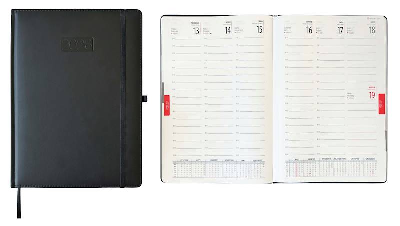 Kalendarz 2026 Avanti A4 Tygodniowy LUX Czarny