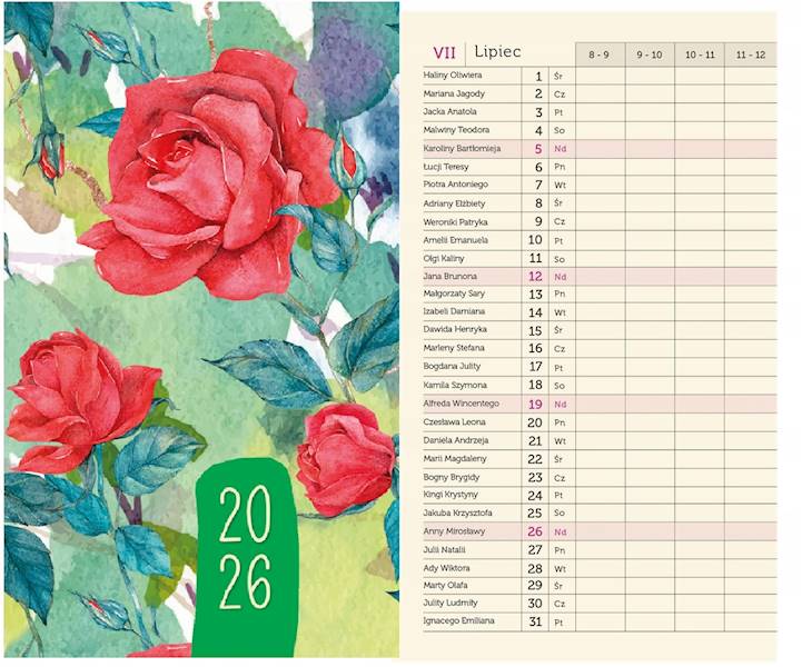 Terminarz 2026 M&P Mini DL Miesięczny róża