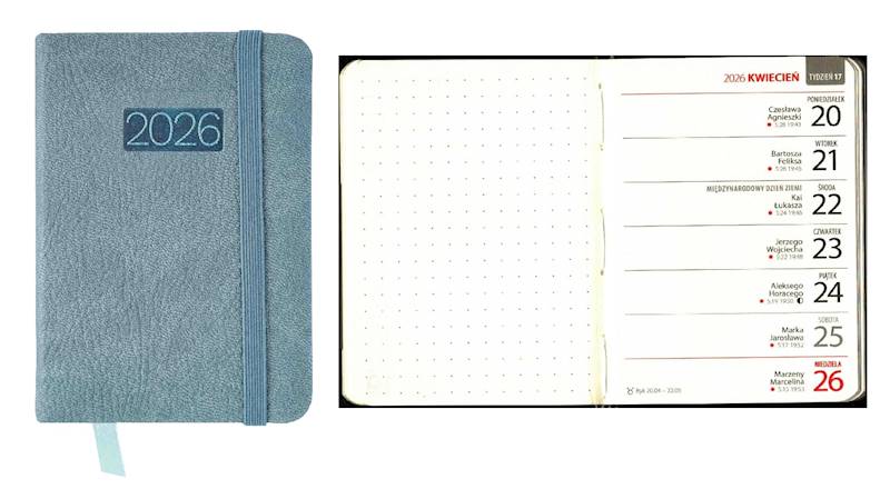 Kalendarz 2026 Avanti A7 Kieszonkowy LUX szary