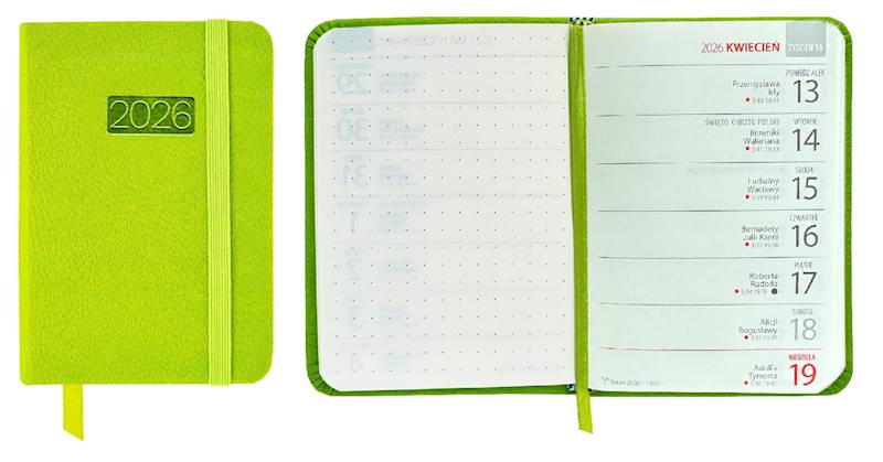 Kalendarz 2026 Avanti A7 Kieszonkowy LUX zielony